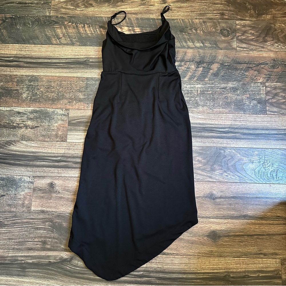 Anthropologie Cowl-neck ruched black midi sleeveless dress size small - Picture 14 of 15